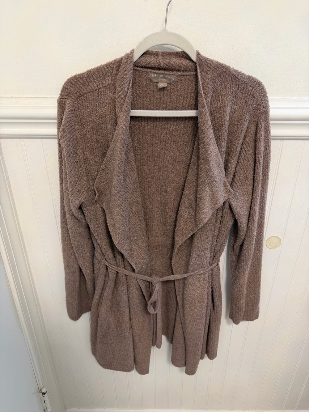 Barefoot Dreams Women's Open-Front Draped Cardigan - Taupe Brown